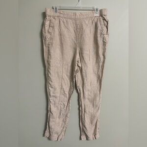 Nicole Miller 100% Linen Size Large Pull On Crop Pants Beach Lagenlook Resort